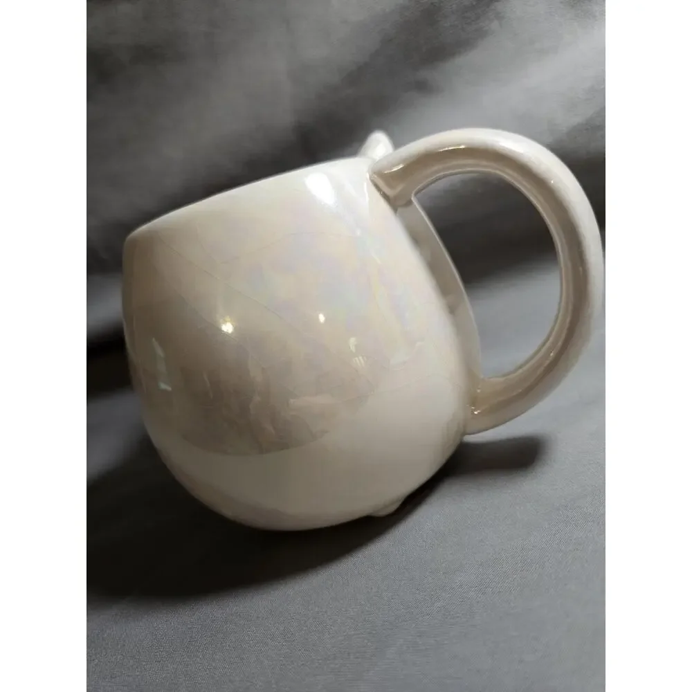 Whimsical Cupboard Sleeping Unicorn White Iridescent Mug